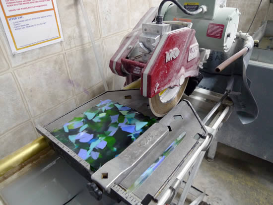 Taking the slab to the diamond tile saw!