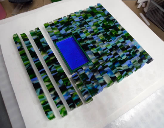 Our final layout - with a fused glass window!