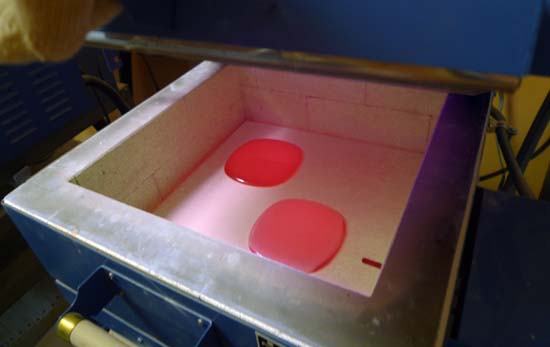 Hot melted fused glass puddles!