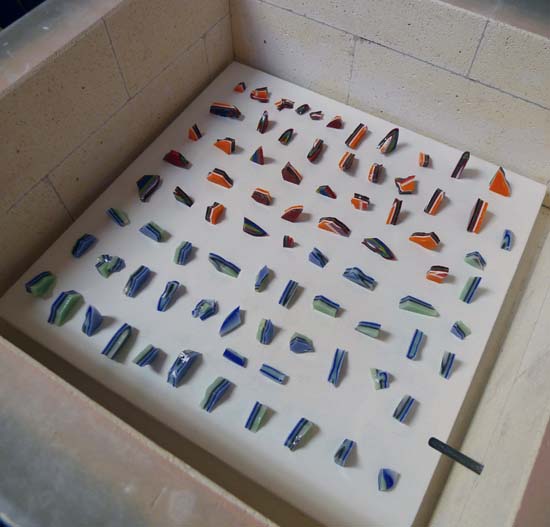 Fused glass cabochons ready to fire