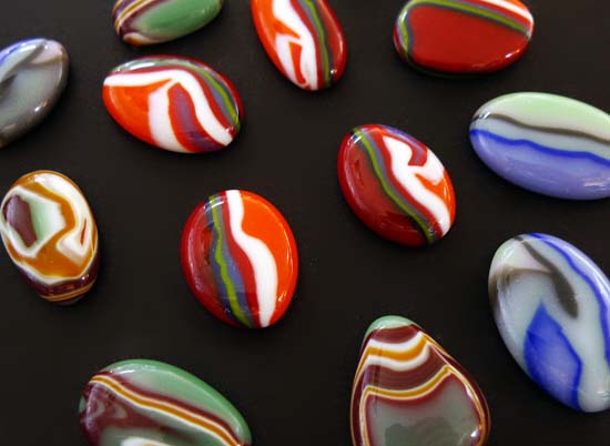 Finished striped cabochons!
